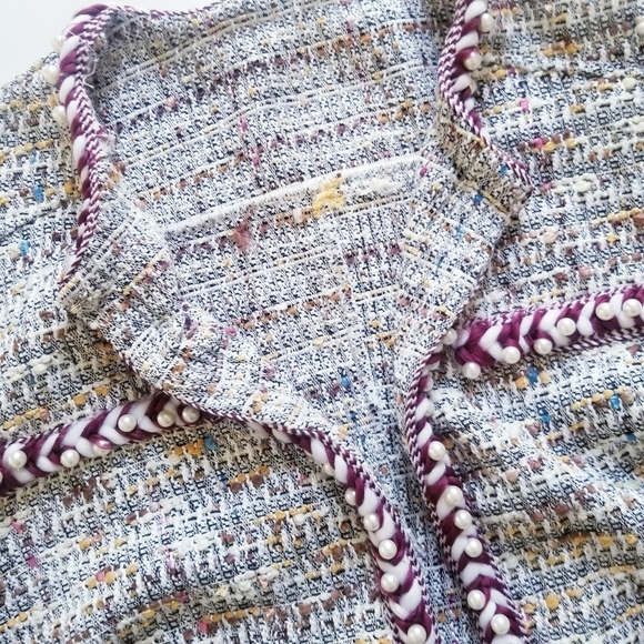 Luxury Brand Chanel-style Tweed and Pearl Blazer Jacket Small Sweater - Picture 10 of 16